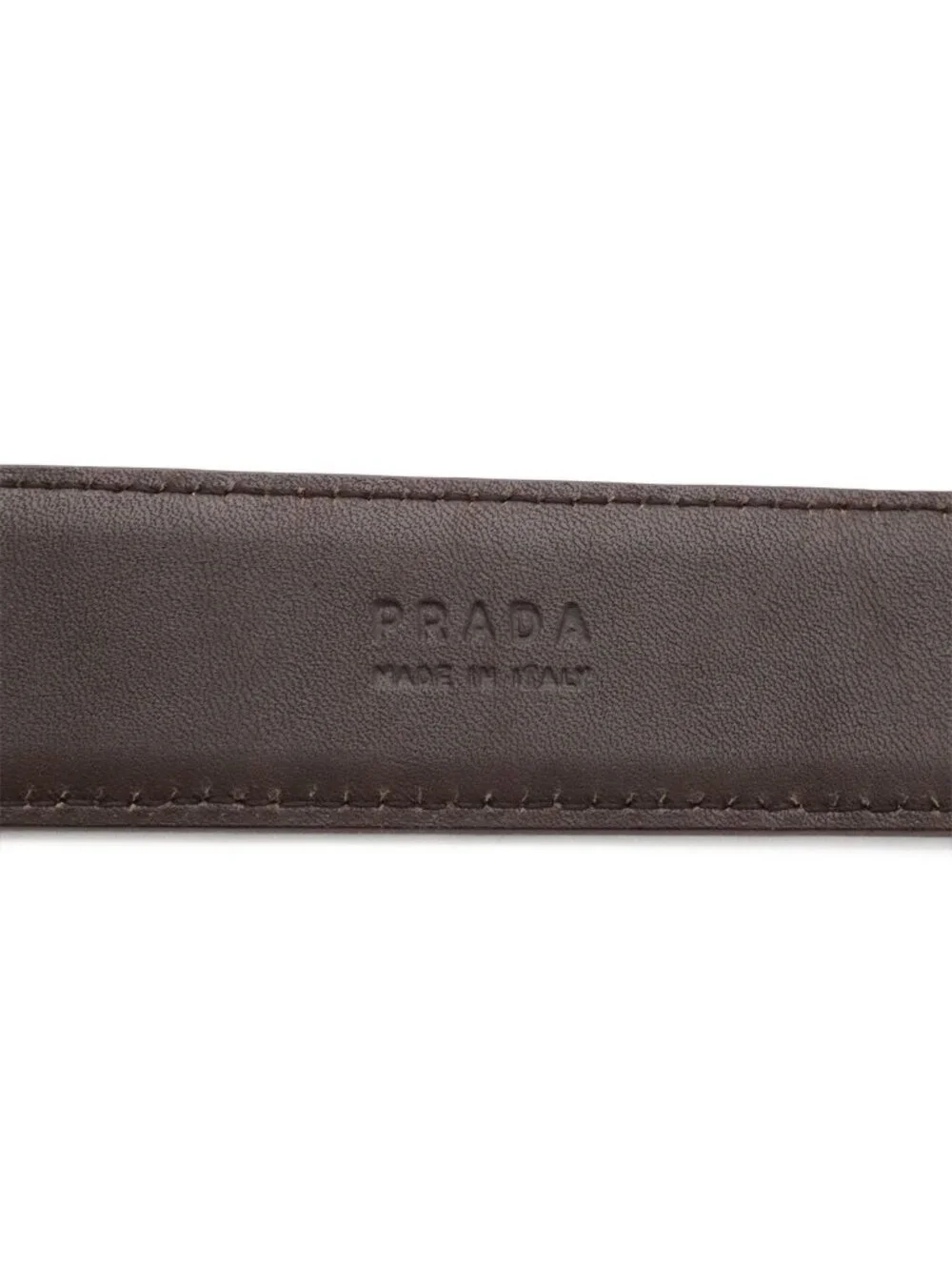 Prada Square Buckle Belt Leather Dark Brown Silver 90